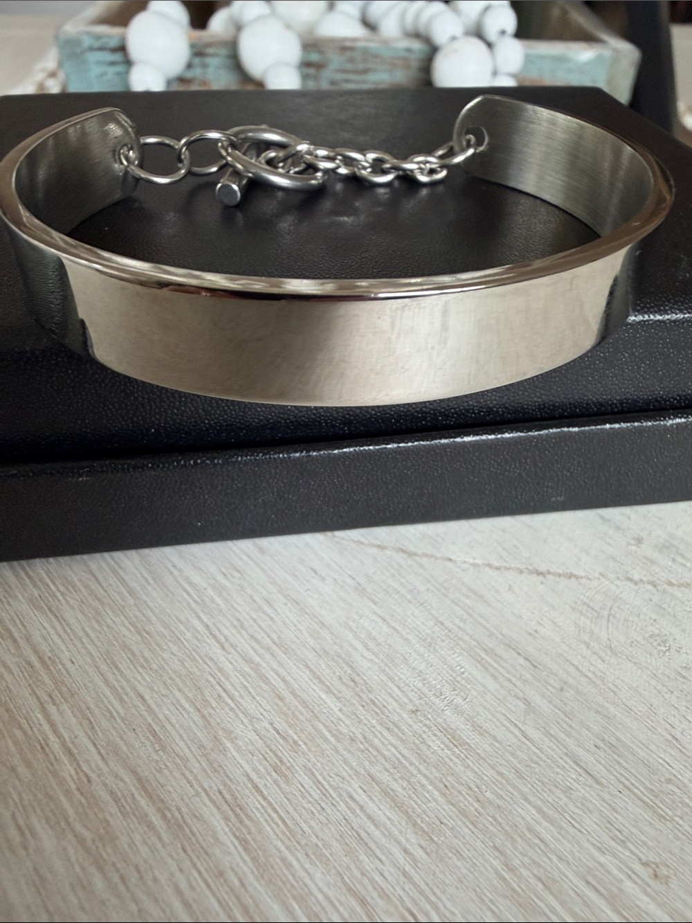 Polished Silver-Tone Metal Cuff Bracelet